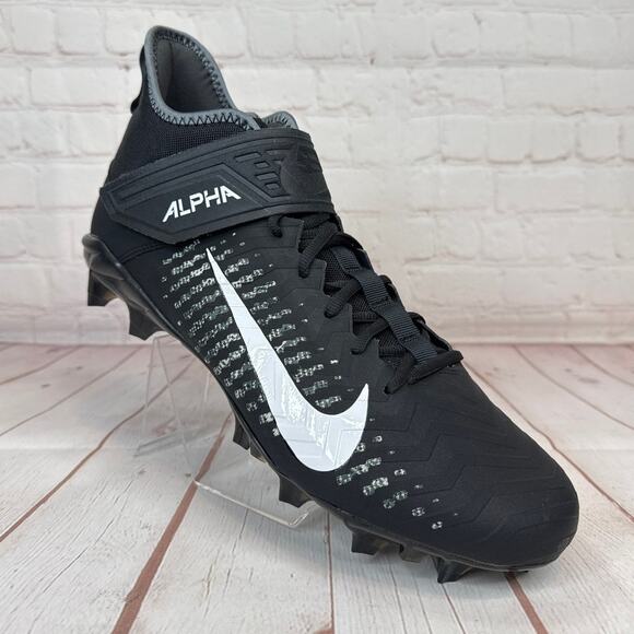 Nike Alpha Menace Pro 2 Mid Black White Football Cleats Mens Sz 13.5W BV3951-001